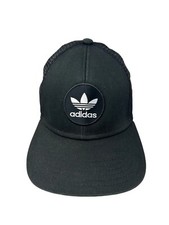Adidas Snapback Hat Mesh Back Trucker Cap Trefoil Patch All Black