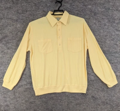 Haband Shirt Mens Large Yellow Knit 1/4 Button Collared Waistband Long Sleeve - Image 1 of 4