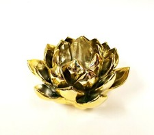 NEW PORCELAIN HANDMADE METALLIC GOLD LOTUS FLOWER SHAPE TEALIGHT,CANDLE HOLDER