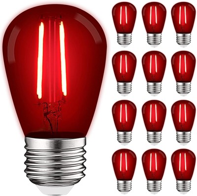 UL Listed S14 Red LED Bulbs - Vintage Style for Indoor/Outdoor String Lights