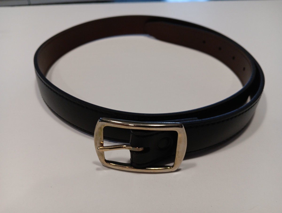 Black Faux Leather Fashion Belt W Goldtone Buckle Sz S | eBay display picture 1