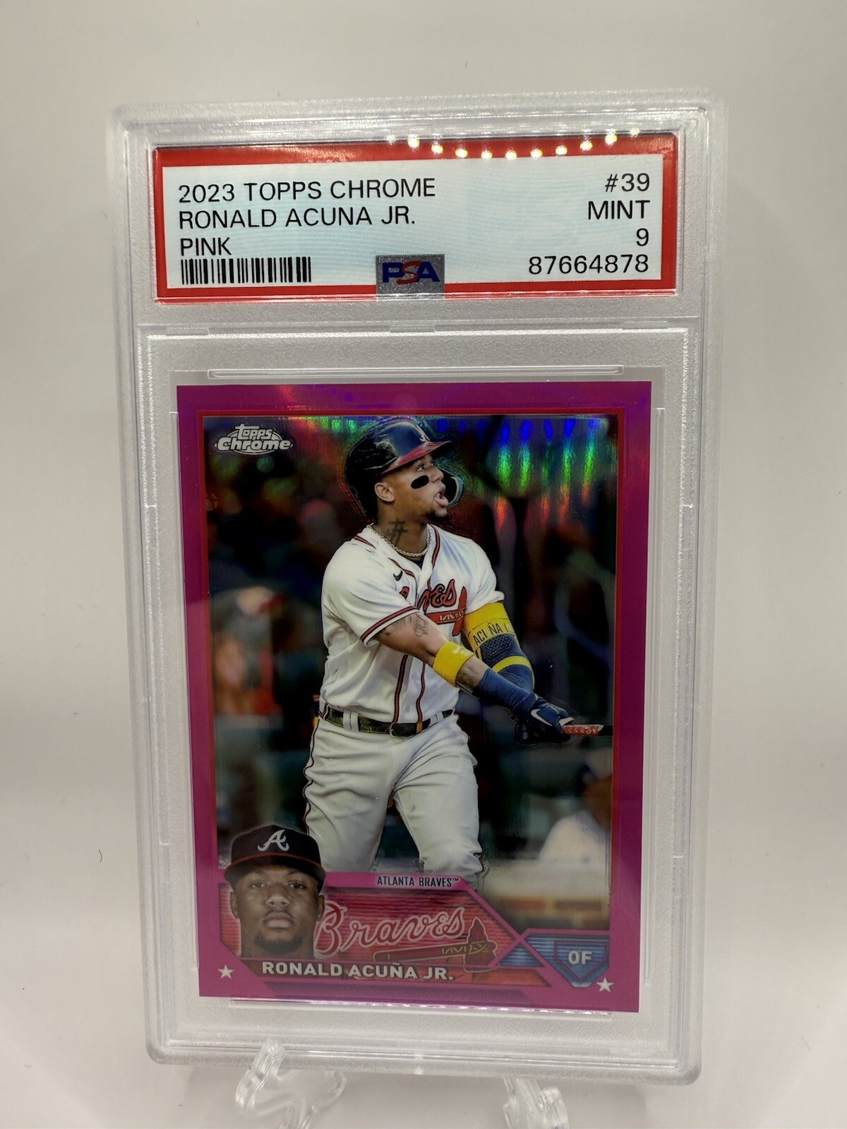 PSA 9 2023 Topps Chrome Ronald Acuna Jr PINK #39