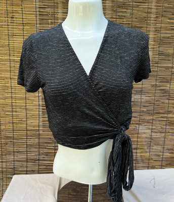 Final Touch Size S Striped Crop Wrap Tee USA Y2K Hipster Coastal