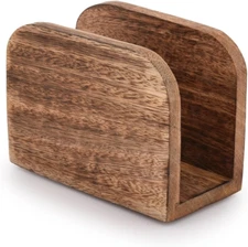 Burning Finish Mango Wood Napkin Holders for Kitchen Upright Paper Napkin Storag