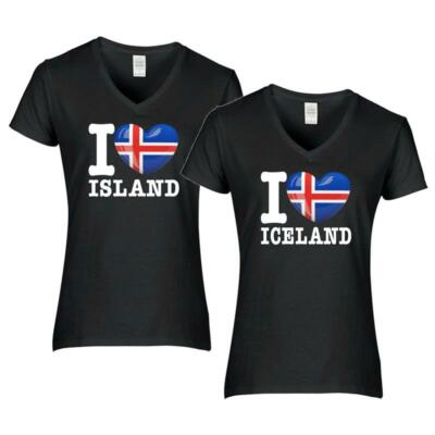 Shirt LOVE ISLAND Damen WM Trikot Liebe Herz Land EM ICELAND Jersey FanShirts4u