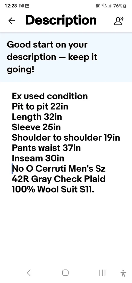 Terno masculino No O Cerruti 42R xadrez cinza 100% lã S11 - Imagem 2 de 4