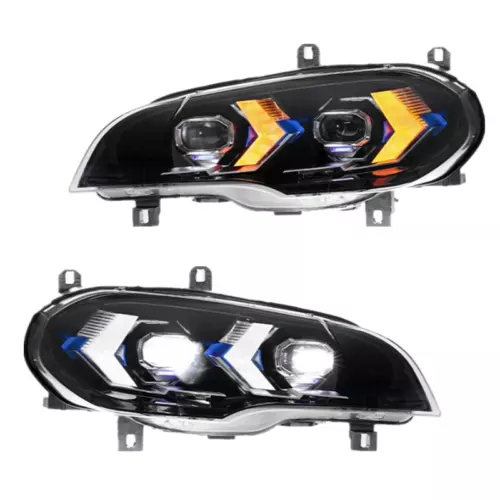 For BMW X5 E70 07-08 09 10 2013 Headlights Upgrade DRL LED Projector Headlamp 2x - Picture 1 of 10