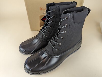 Weatherproof Vintage Adam II Duck Boots Mens 13 M Black Faux 