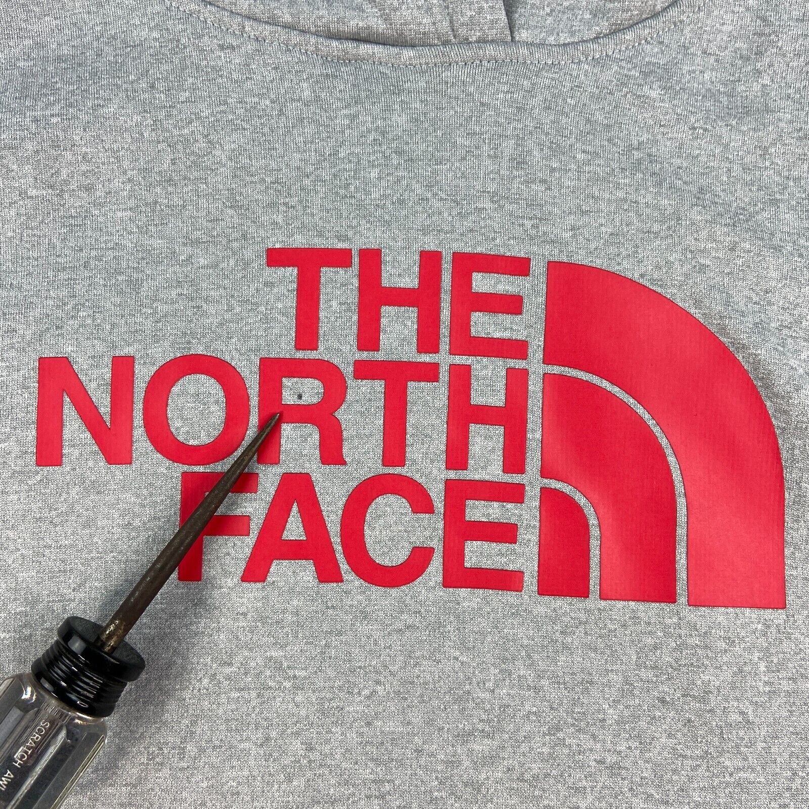 The North Face Women's Gray Red Big Logo L/S Hood… - image 6