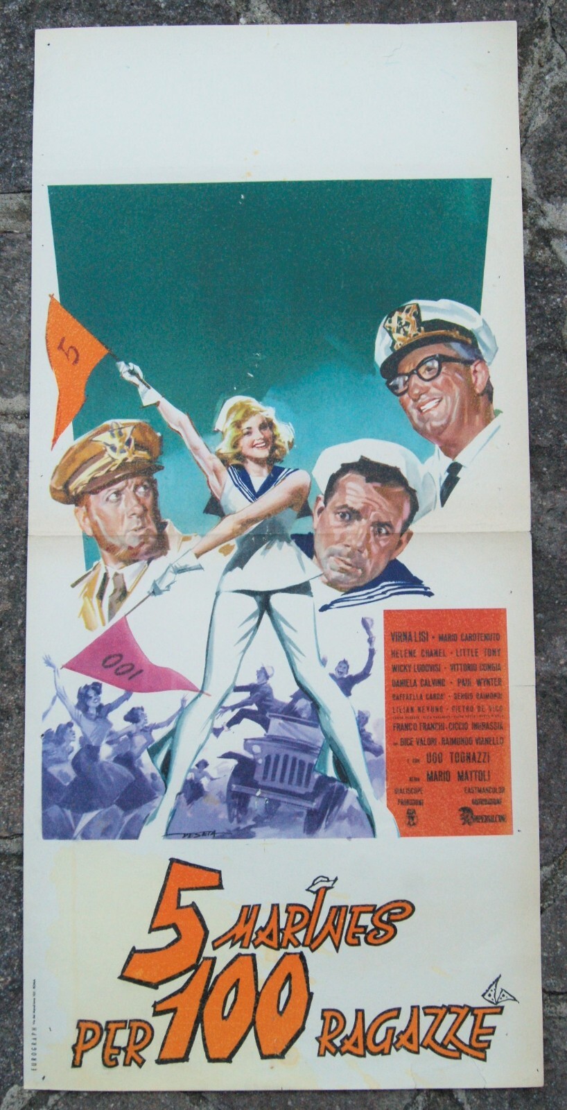 Locandina originale film 5 marines per 100 ragazze (1961) - Regia di Mario Mattoli