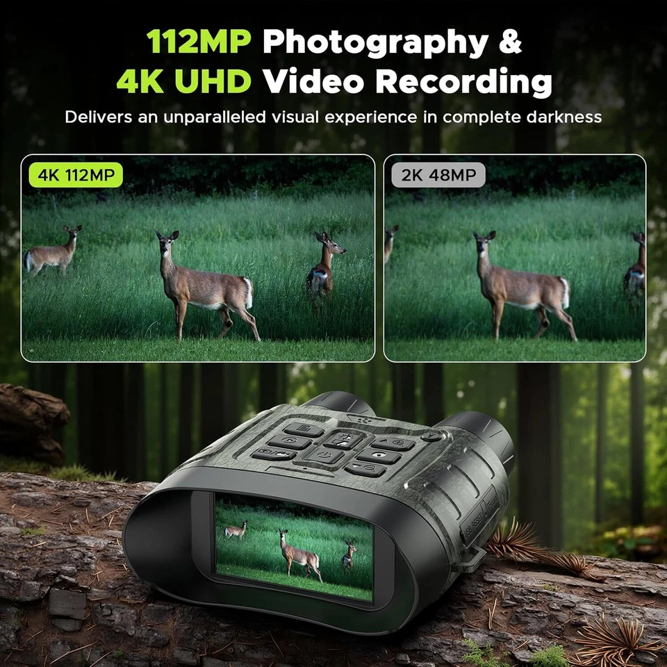4K Night Vision Goggles 112MP Infrared Digital Binoculars 12X Zoom for Darkness - Image 3 of 4