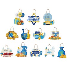 12 Pcs Hanukkah Jewish Ornament Party Chandelier Decoration Hanging Cards Paper
