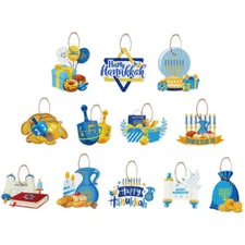 12 Pcs Hanukkah Jewish Ornament Party Chandelier Decoration Hanging Cards Paper