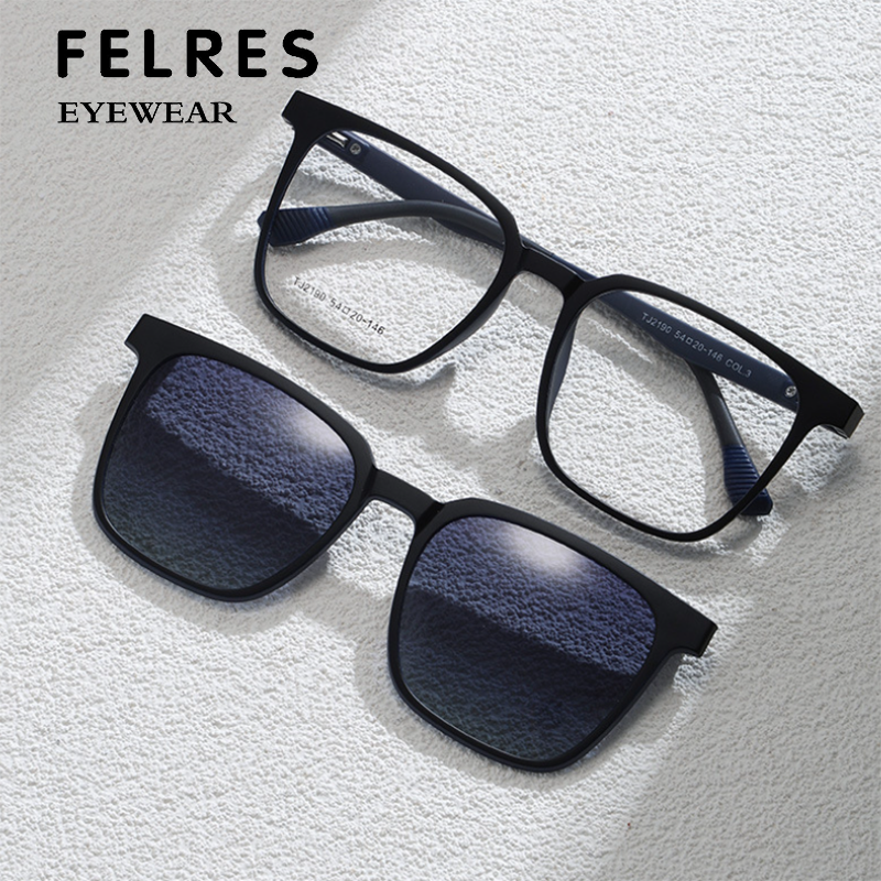 In Magnetic Clip On Polarized Sunglasses Men Square Clear Glasses Frames