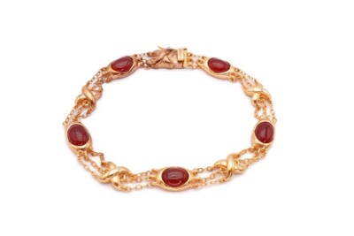 Ross Simons vergoldetes Sterlingsilber 925 Karneol Armband 7,5''