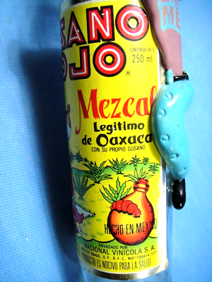 Vintage Gusano Rojo Mezcal 3D Male Figure On Bottle 250ml Empty