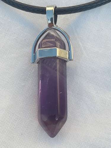 Amethyst Pendant Necklace Stainless Steel Fixings Adjustable 49cm - 53.5cm - Picture 5 of 5