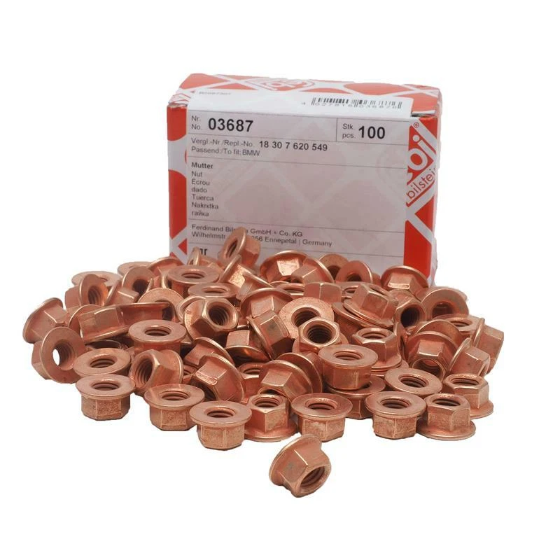 100x Febi Bilstein 03687 Abgaskrümmer Mutter M8x1,25 mm für VW BMW 