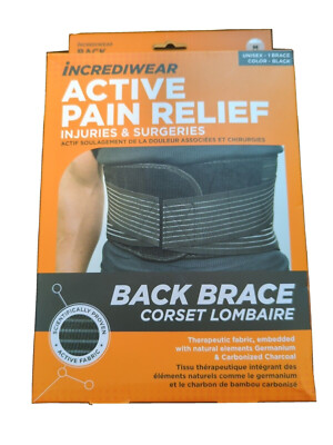 Incrediwear Back Brace Support Medium Black NEW