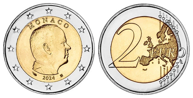 MONACO 2 EURO KURSMÜNZE ALBERT II. 2024 bankfrisch - Bild 1 von 1