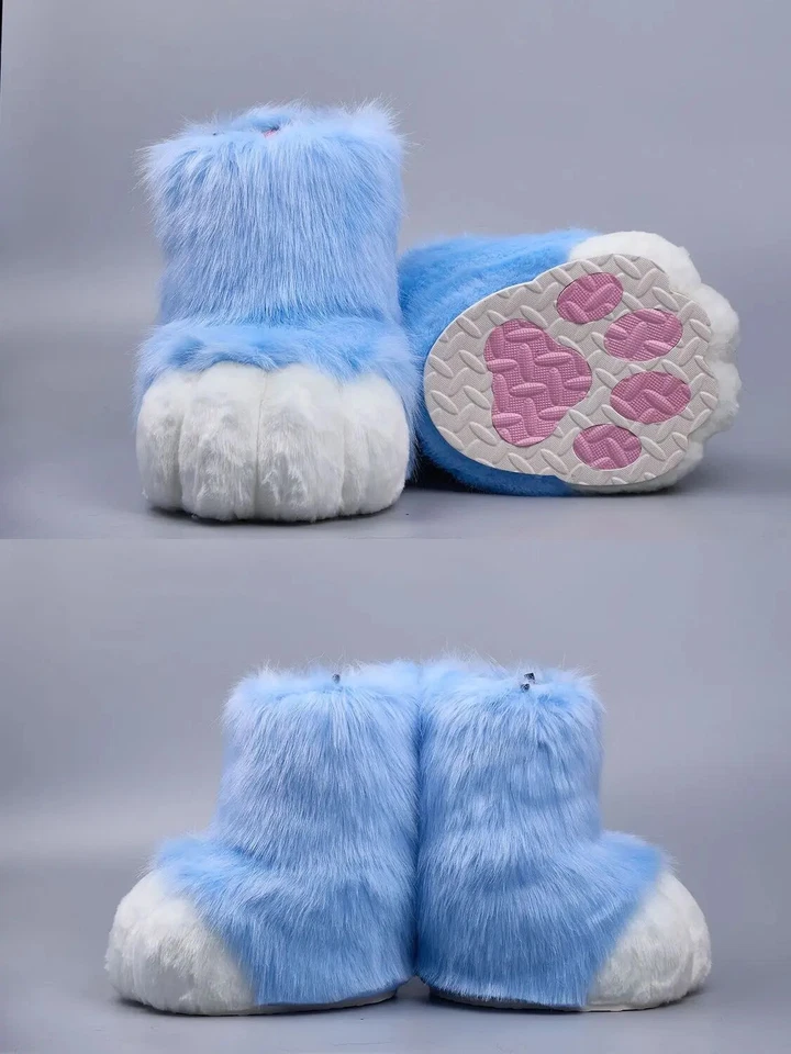Fursuit Pies Pata Zapatos Kit Felpa Botas Peludas Disfraz Pata Halloween Foto 4 de 4