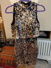 Stunning H&M Gold Black sequin dress size 4/6  S