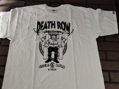 Death Row Records - Crooks & Castles Lizenziert Weiß T-Shirt ~ Nie Getragen ~ XL