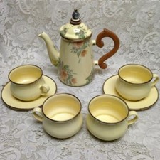 Vintage MacKenzie Childs Beige Floral Enamelw...