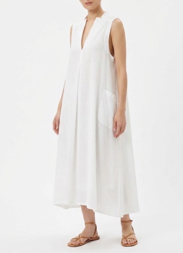 "Y'S BY YOHJI YAMAMOTO V-NECK GUSSET DRESS WHITE SIZE 2 (S) \"NWT\""