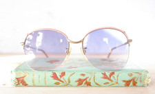 sunglasses vintage 1970s Oversize semi rimless Pink Enamel JapanBoho Retro