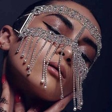 Hot Rhinestone Crystal Tussle Mask Women Face Jewelry Accessories Party Prom