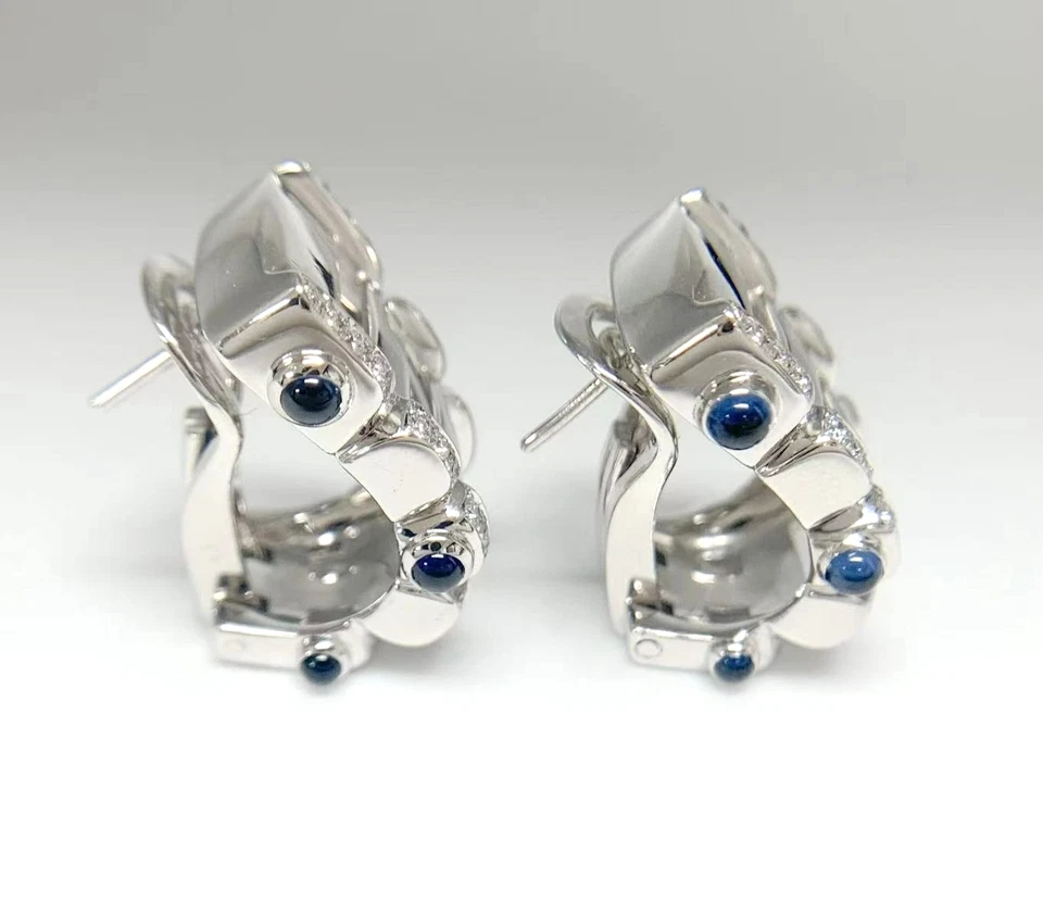 Pendientes Huggie Patek Philippe Twenty 4 Oro Blanco 18k Zafiro Azul Diamante Foto 2 de 4