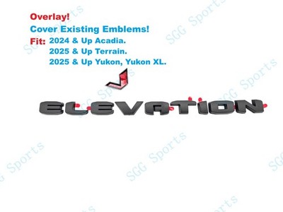 Overlay Matte Black Rear Elevation Emblem Letter Badge Acadia Terrain Yukon XL