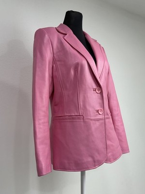 Vtg Y2K Bianca Nygard Pink Soft Genuine Leather Blazer Jacket Sz 6