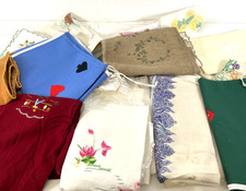 Bundle of Vintage Fabrics Embroidered Misc Textiles Linens Job Lot 2.7kg