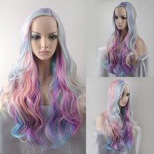 Women Colorful Long Body Wave Full Wig Middle Part Fluffy Loose Wavy Cosplay