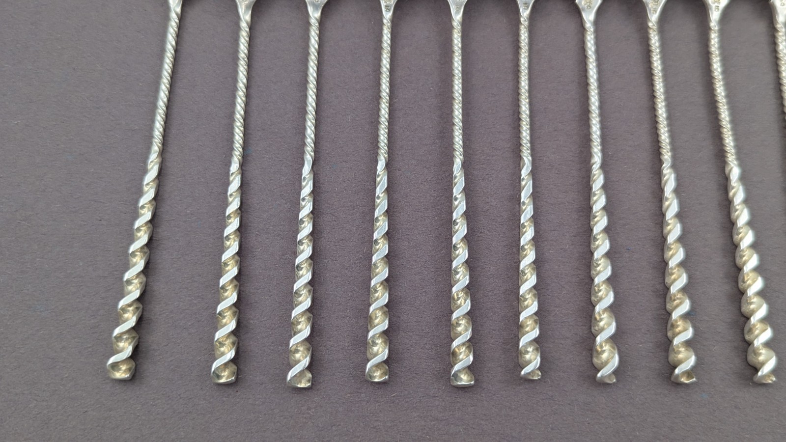 12 Square Twist by Whiting Sterling Silver Cocktail Fork Oyster Forks Set 5.5"