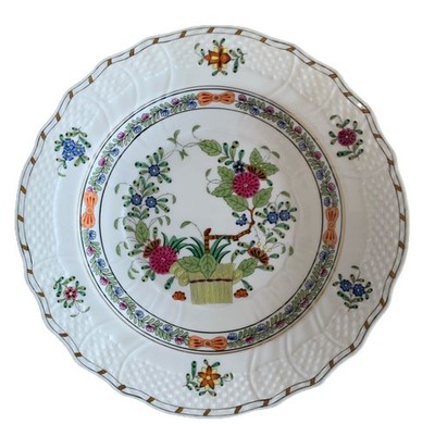 HEREND Indian Basket Salad Plate 7 1/2  Multicolored, Hand Painted, Hungary