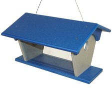Amish Made in USA Hanging Bluebird Mealworm Feeder - Blue & Light Gray