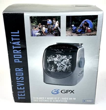 GPX  TVP2 AM/FM Portable AC/DC/12v (3 Way Power) Dome 5" Black/White B&W TV- NOS