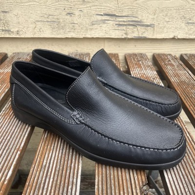 ECCO Mens Black Leather Shoes Loafer S-Lite Casual EU Size 45 Comfort Moc Toe