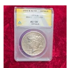 1921 Peace Dollar ANACS AU 58 Details Cleaned Silver Philadelphia