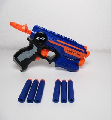 NERF N-Strike Elite Firestrike Gun Blaster blau mit Laserpointer + 6 Darts - TOP