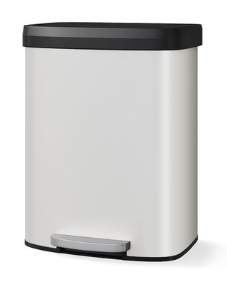 16 Gal Stainless Steel Kitchen Trash Can, Garbage Can w/ Lid & Rustproof Step-on