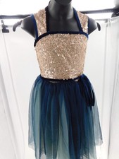 Dance Costume Curtain Call C482 Gold-Navy Blue Large Child Ballet Tutu Pointe S