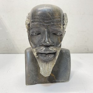 African Sculpture Hand Carved Stone Bust Black Carved Artisan Art Statue