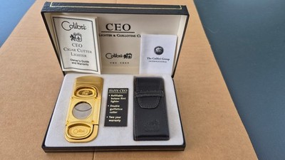 Colibri Elite CEO 26700 Gold Plated - Zigarrenfeuerzeug mit Guillotine Cutter