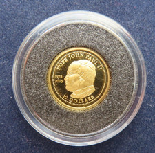Liberia 10 Dollar 2003 Papst Johannes Paul II. 1,24 Gramm 999 Gold PP proof