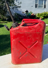 Vtg Usmc Military 5 Gallon Metal Gas Can Red Jerry Can Hide-n-store Cap Spout