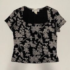 Vintage Floral Square Neck Top S Whimsigoth Fairy Grunge Dark Romantic